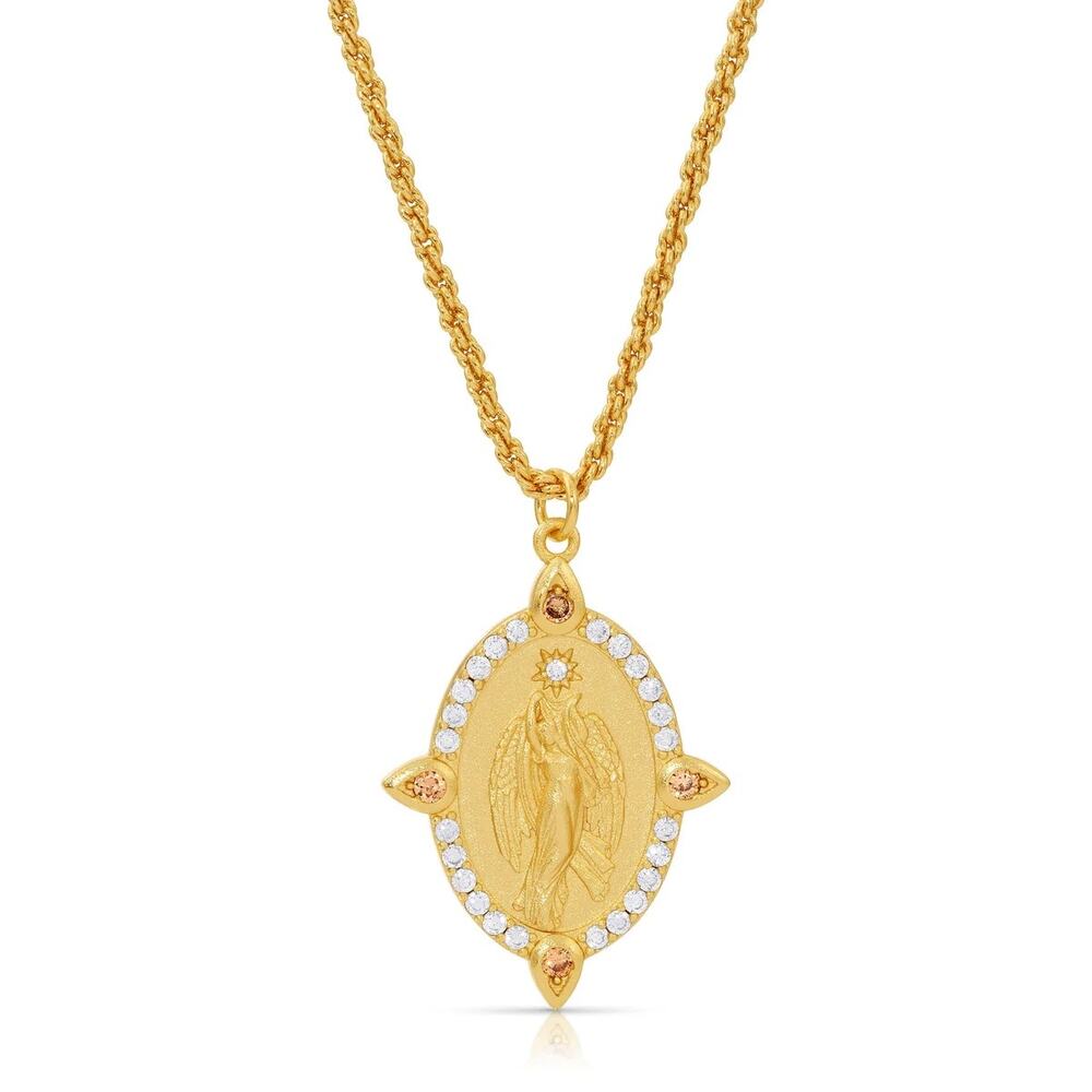 JOY DRAVECKY Necklace Guardian Angel White Champagne NEW